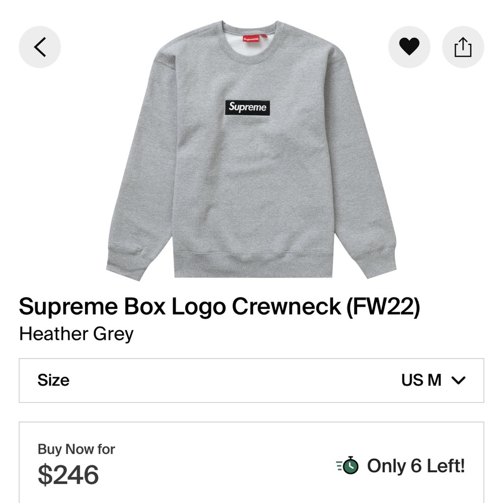 (SOLD) Heather Grey Supreme Box Logo Crewneck